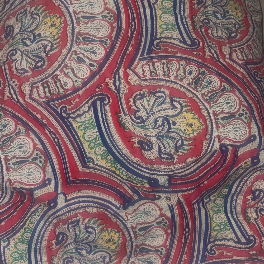 Ralph Lauren medallion Preppy Paisley Red FITTED Sheet KING- EXCELLENT